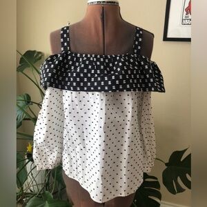 LOFT Off Shoulder Black and White Top Size SP NWT